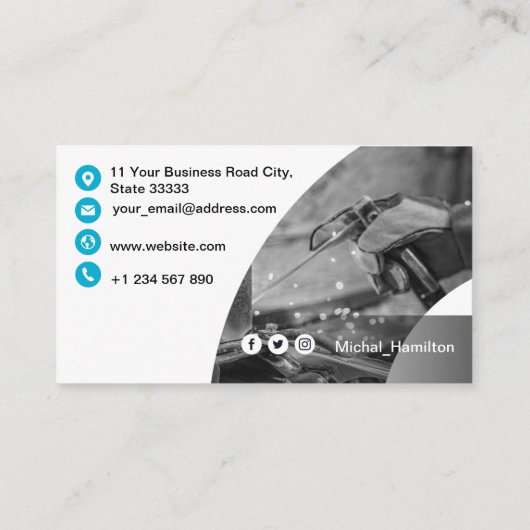 Carte de visite de soudure bleu moderne (Dos)