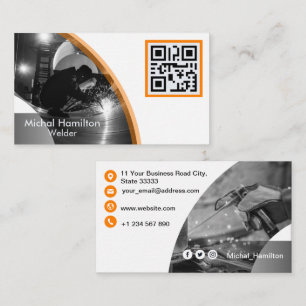 Carte de visite de soudure orange moderne