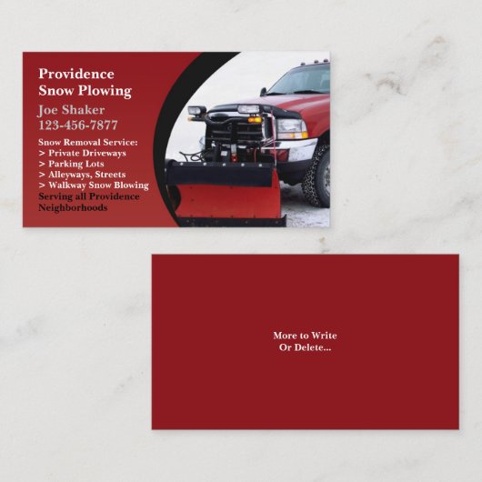 Carte de visite de soufflage de neige (Devant / Derrière)