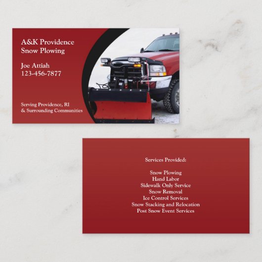 Carte de visite de soufflage de neige (Devant / Derrière)