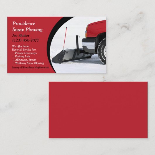 Carte de visite de soufflage de neige (Devant / Derrière)