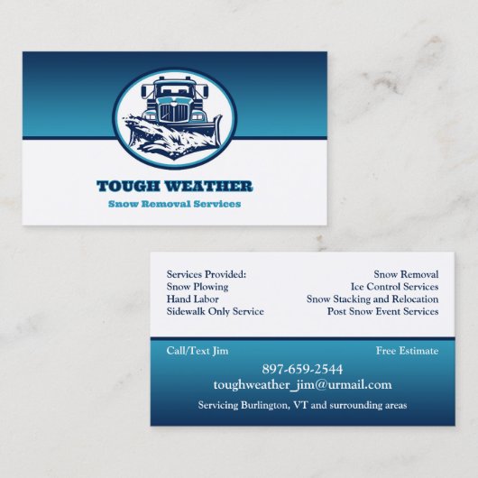 Carte de visite de soufflage de neige (Devant / Derrière)