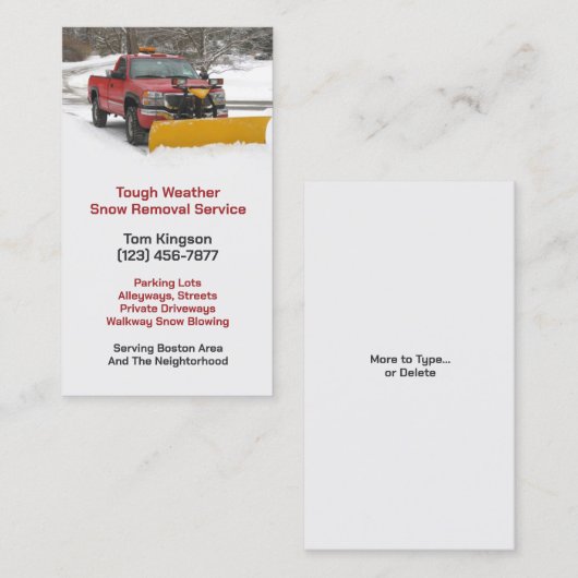 Carte de visite de soufflage de neige (Devant / Derrière)