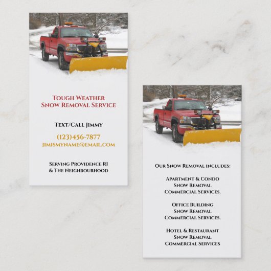 Carte de visite de soufflage de neige (Devant / Derrière)