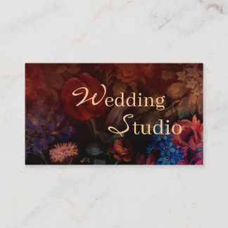 Carte de visite de studio de mariage floral sombre