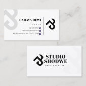 Carte de visite de studio moderne noir et blanc (Devant / Derrière)