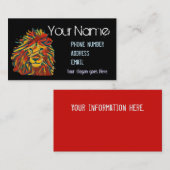 Carte de visite de style d'île, lion de Rasta (Devant / Derrière)