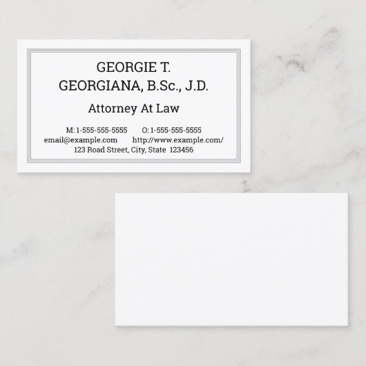 Carte de visite de style Nostalgique (Devant / Derrière)