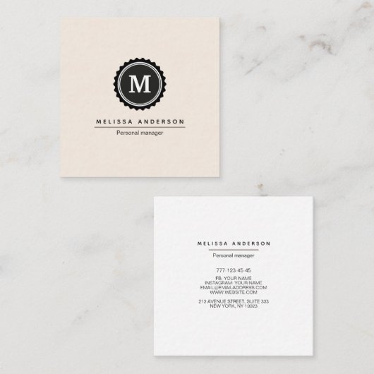 Carte de visite de style simple. (Devant / Derrière)