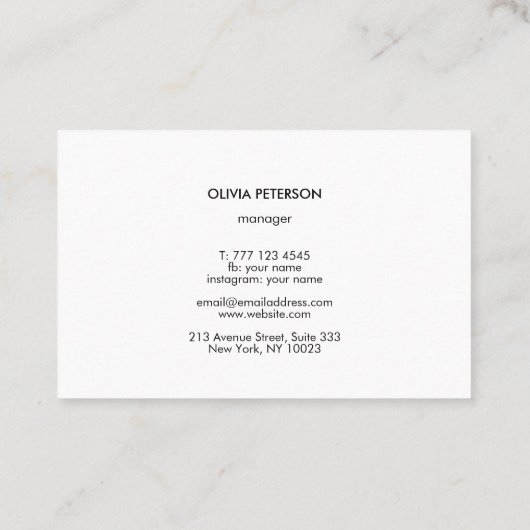 Carte de visite de style simple avec texture bleue (Dos)