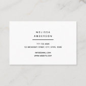 Carte de visite de style simple. monogramme person (Dos)