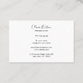 Carte de visite de style simple. Noir et blanc. (Dos)