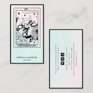 Carte de visite de styliste capillaire Tarot rose