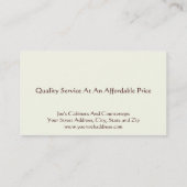 Carte de visite de suppression du comptoir d'armoi (Dos)