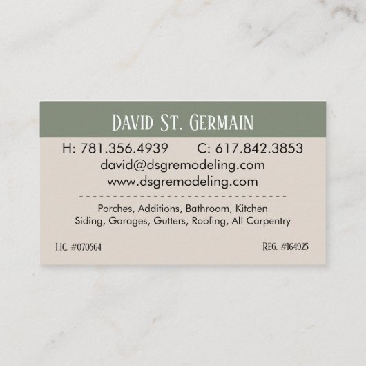 Carte de visite de suppression recto verso (Dos)