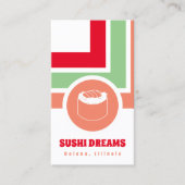 Carte de visite de sushi chic rayé (Devant)