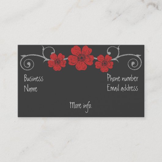 Carte de visite de tableau rouge sauvage Roses (Devant)