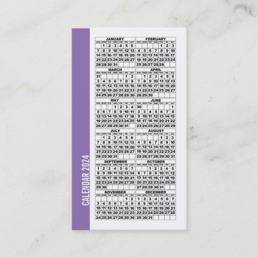 carte de visite de taille de portefeuille 2024 Cal (Devant)