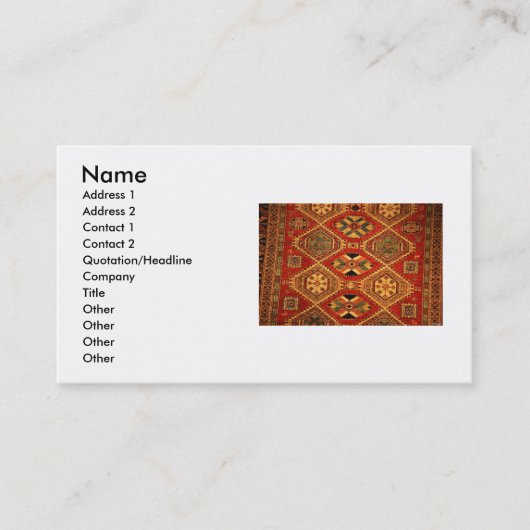 Carte de visite de tapis (Devant)