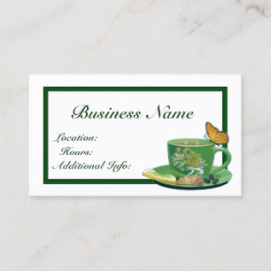 Carte de visite de tasse de café vert et blanc