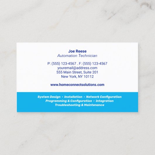 Carte de visite de technicien d'automatisation à d (Dos)