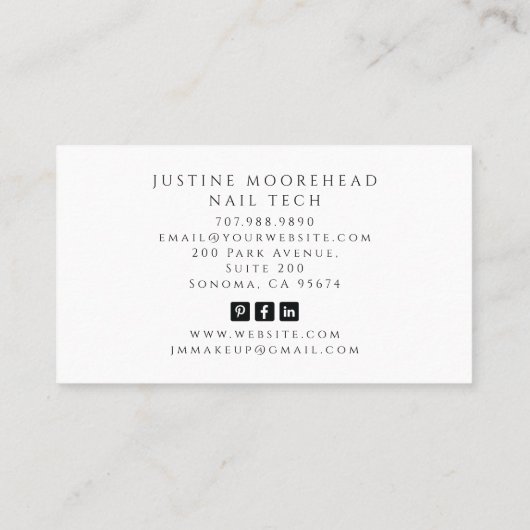 Carte de visite de technicien de clou de Tarot (Dos)