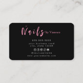 Carte de visite de technicien de clou noir moderne (Dos)