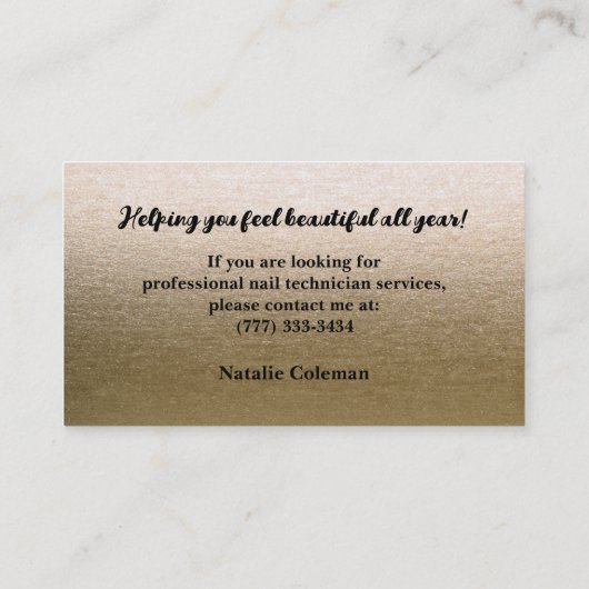 Carte de visite de technicien de clou noir Parties (Dos)