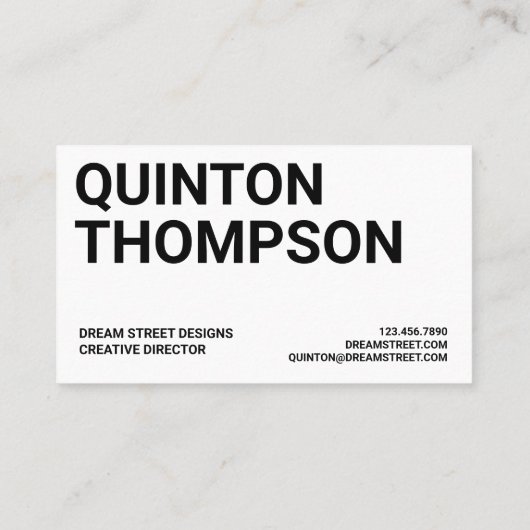 CARTE DE VISITE DE TENDANCE BOLD (Dos)