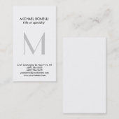 Carte de visite de tendance verticale de Monogramm (Devant / Derrière)