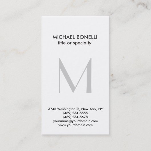 Carte de visite de tendance verticale de Monogramm (Devant)