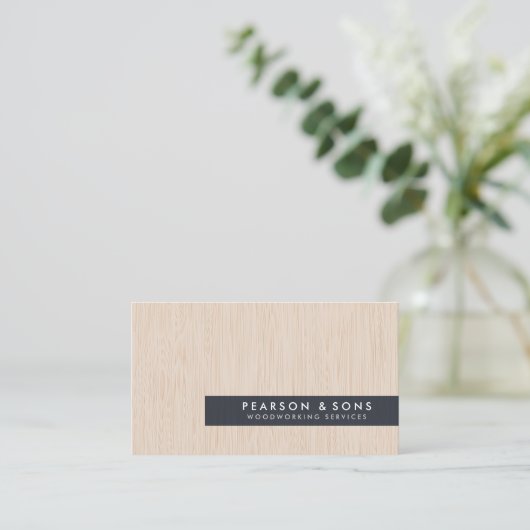 Carte de visite de texture bois clair (Debout devant)