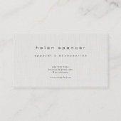 Carte de visite de texture de lin minimal (Dos)