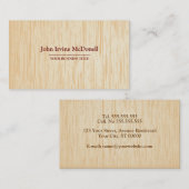 Carte de visite de texture en bois clair (Devant / Derrière)