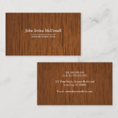 Carte de visite de texture en bois semi-foncé (Devant / Derrière)