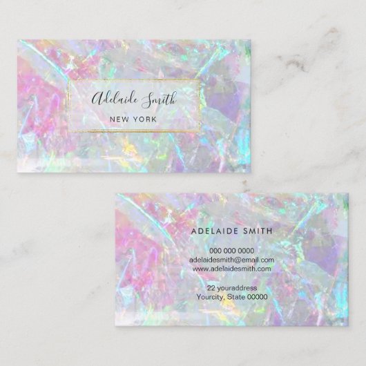CARTE DE VISITE de texture gemstone iridescente FA (Devant / Derrière)
