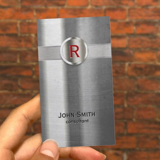 Carte de visite de texture métallique Monogramme r