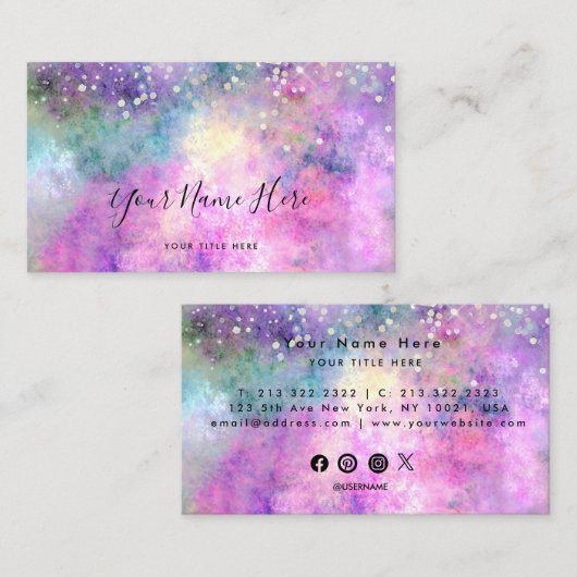 Carte de visite de texture opale de pierre de néon (Devant / Derrière)