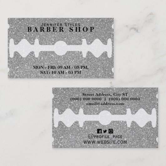 Carte de visite de texture parties scintillant arg (Devant / Derrière)