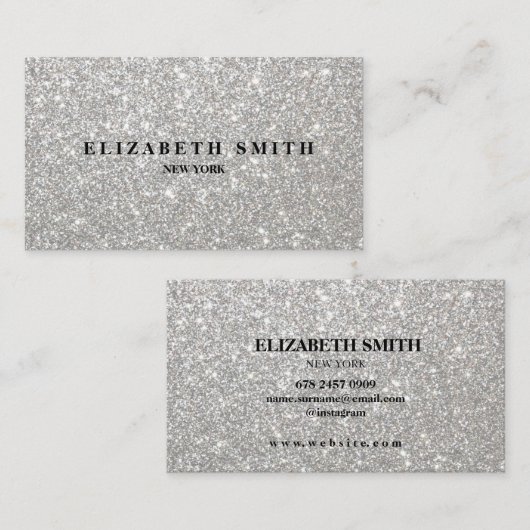 Carte de visite de texture Parties scintillant arg (Devant / Derrière)