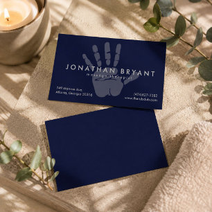 Carte de visite de thérapeute en massage bleu mari