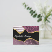 Carte de visite de tissu de lin violet et or (Debout devant)