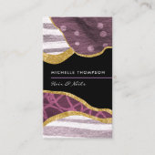 Carte de visite de tissu de lin violet et or (Devant)
