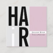 Carte de visite de tondeuse à cheveux rose et gris (Devant)