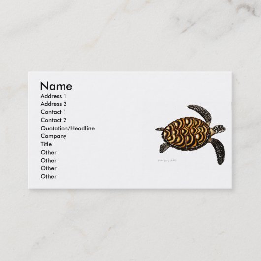 Carte de visite de tortue de mer de Hawksbill (Devant)