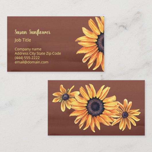 Carte de visite de tournesol (Devant / Derrière)