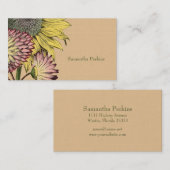 Carte de visite de tournesol botanique vintage (Devant / Derrière)