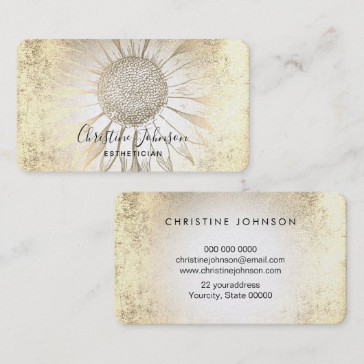carte de visite de tournesol de feuille d'or (Devant / Derrière)