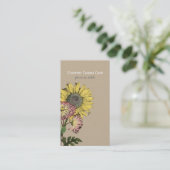 Carte de visite de tournesol en papier rustique si (Debout devant)
