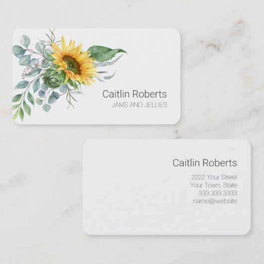 Carte de visite de tournesol rustique (Devant / Derrière)